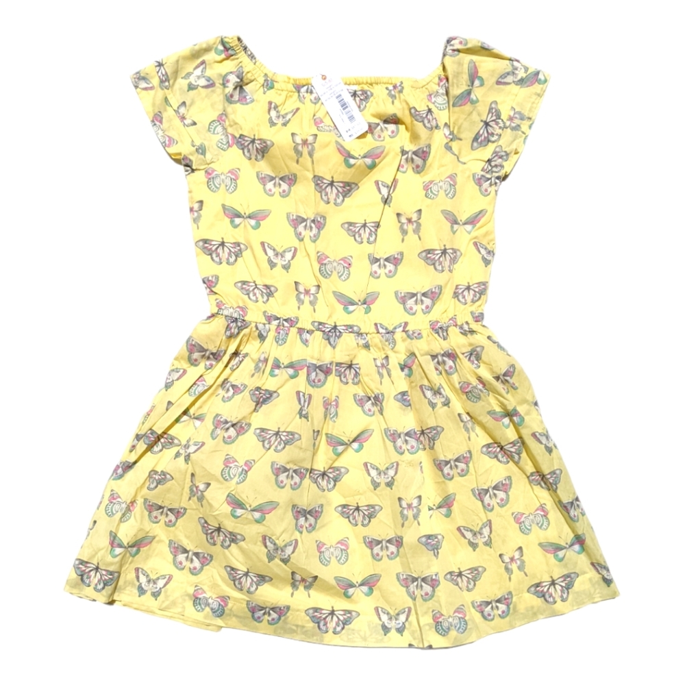 Gymboree Girls S 5-6 Yellow Butterfly Print Dress